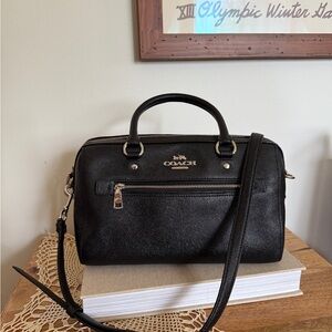 Coach Rowan Satchel Black Crossgrain Leather Purse